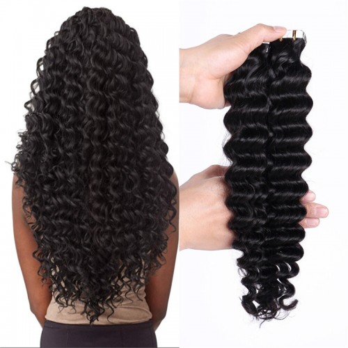 Human Hair Tape In Extensions Deep Wave（20pcs/set） | Human Hair Wig | Lace Front